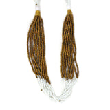 Multistrand Maasai Bead Necklace, White and Gold - Jedando
