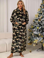 Camouflage Hooded Teddy Night Dress - Trendsi