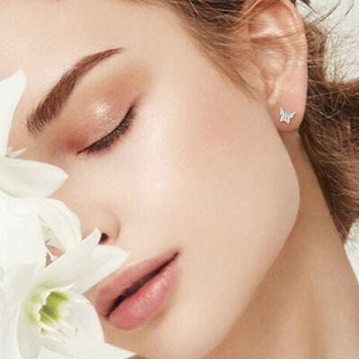 Moissanite 925 Sterling Silver Butterfly Stud Earrings - Trendsi