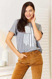 Simply Love US Flag Graphic Cuffed Sleeve T-Shirt - Trendsi - Flyclothing LLC