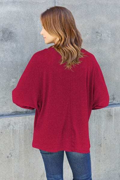 Double Take Full Size Round Neck Long Sleeve T-Shirt - Trendsi - Flyclothing LLC