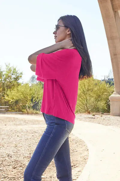 Basic Bae Full Size Round Neck Drop Shoulder T-Shirt - Trendsi - Flyclothing LLC