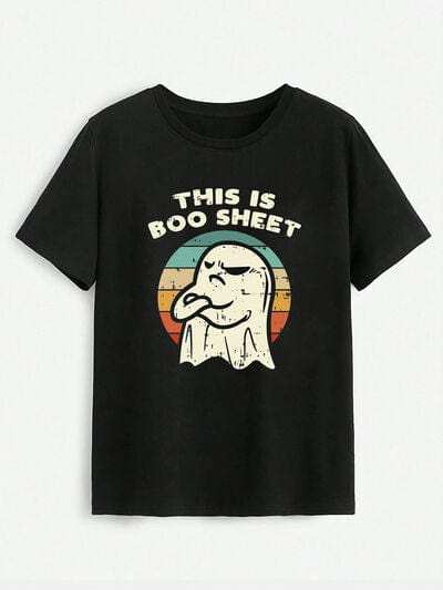 THIS IS BOO SHEET Round Neck T-Shirt - Trendsi - Flyclothing LLC
