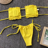 Frill Trim Ruched Bikini Set - Trendsi - Flyclothing LLC
