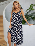Two-Tone Low Back Midi Dress - Trendsi