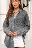 Button Up Dropped Shoulder Denim Top - Trendsi - Flyclothing LLC