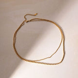 18K Gold-Plated Lobster Closure Bead Necklace - Trendsi