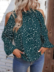 Floral Cold-Shoulder Blouse - Trendsi