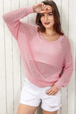 Openwork Round Neck Dropped Shoulder Knit Top - Trendsi - Flyclothing LLC