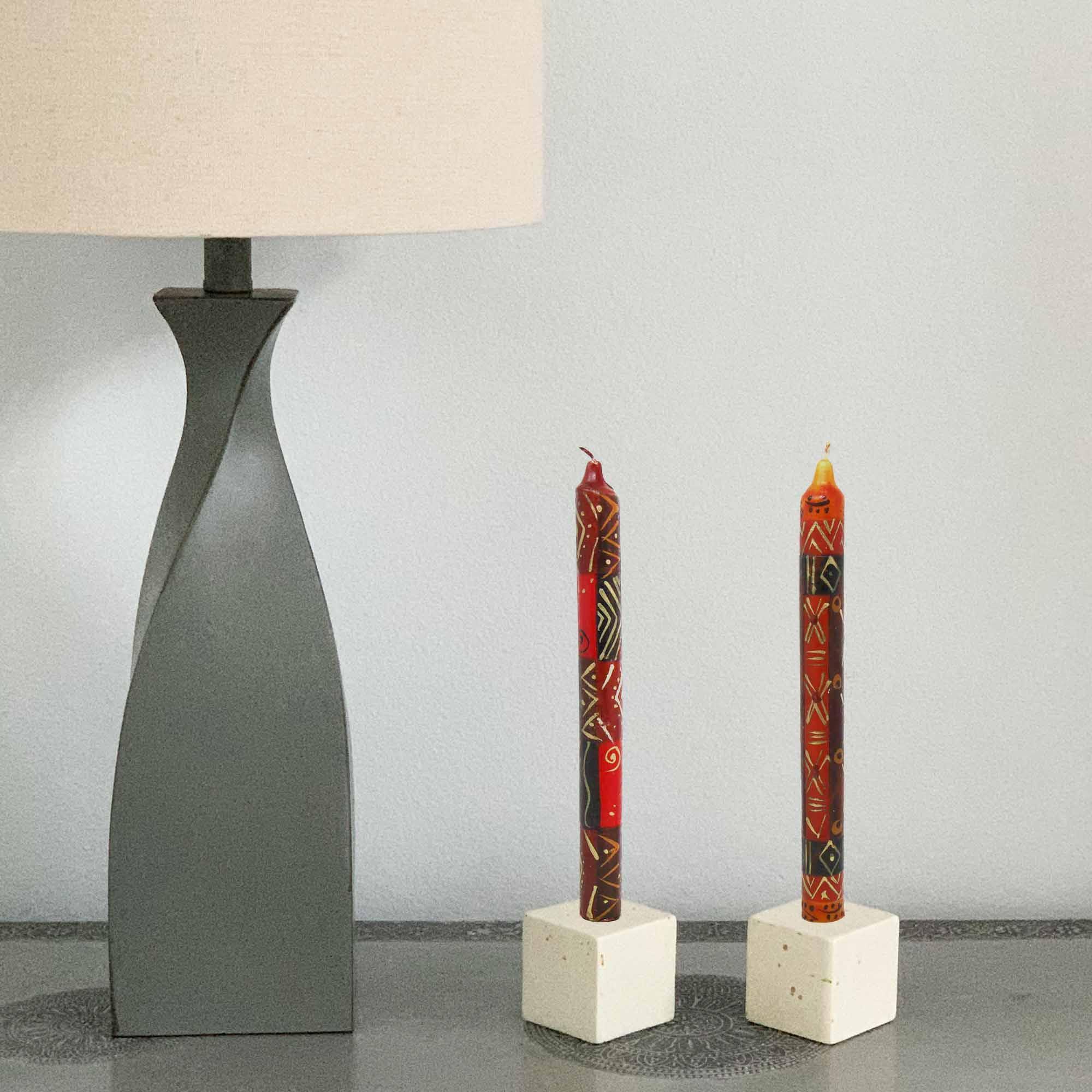 Set of Three Boxed Tall Hand-Painted Candles - Bongazi Design - Nobunto - Flyclothing LLC