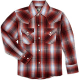 Ely Cattleman Boy's Long Sleeve Textured Burgundy Plaid Shirt - Ely Cattleman