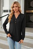 V-Neck Long Sleeve Blouse - Trendsi - Flyclothing LLC