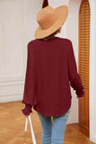 Notched Neck Flounce Sleeve Blouse - Trendsi - Flyclothing LLC