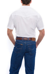 Ely Cattleman Mens S/S White Solid Snap Shirt - Ely Cattleman