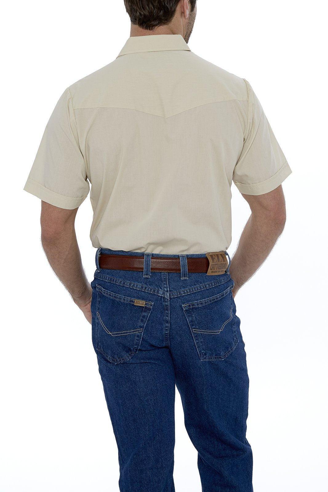 Ely Cattleman Mens S/S Ecru Solid Snap Shirt - Ely Cattleman
