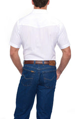 Ely Cattleman Mens S/S White Tone On Tone Snap Shirt - Ely Cattleman