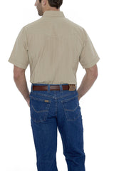 Ely Cattleman Mens S/S Khaki Tone On Tone Snap Shirt - Ely Cattleman