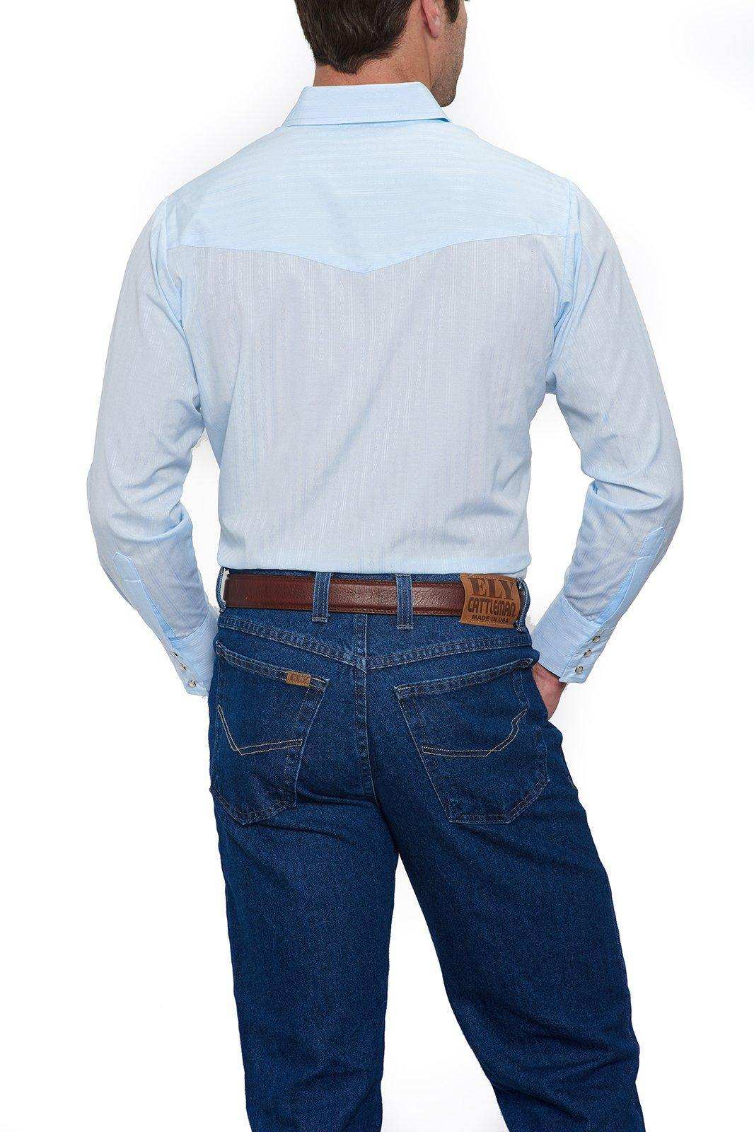 Ely Cattleman Mens L/S Blue Tone On Tone Snap Shirt - Ely Cattleman - Flyclothing LLC