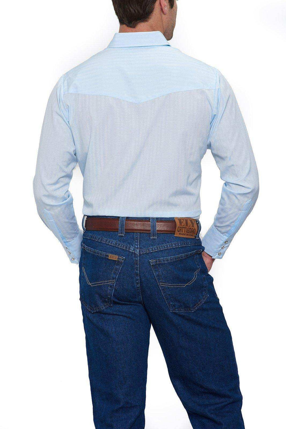 Ely Cattleman Mens L/S Blue Tone On Tone Snap Shirt - Ely Cattleman - Flyclothing LLC