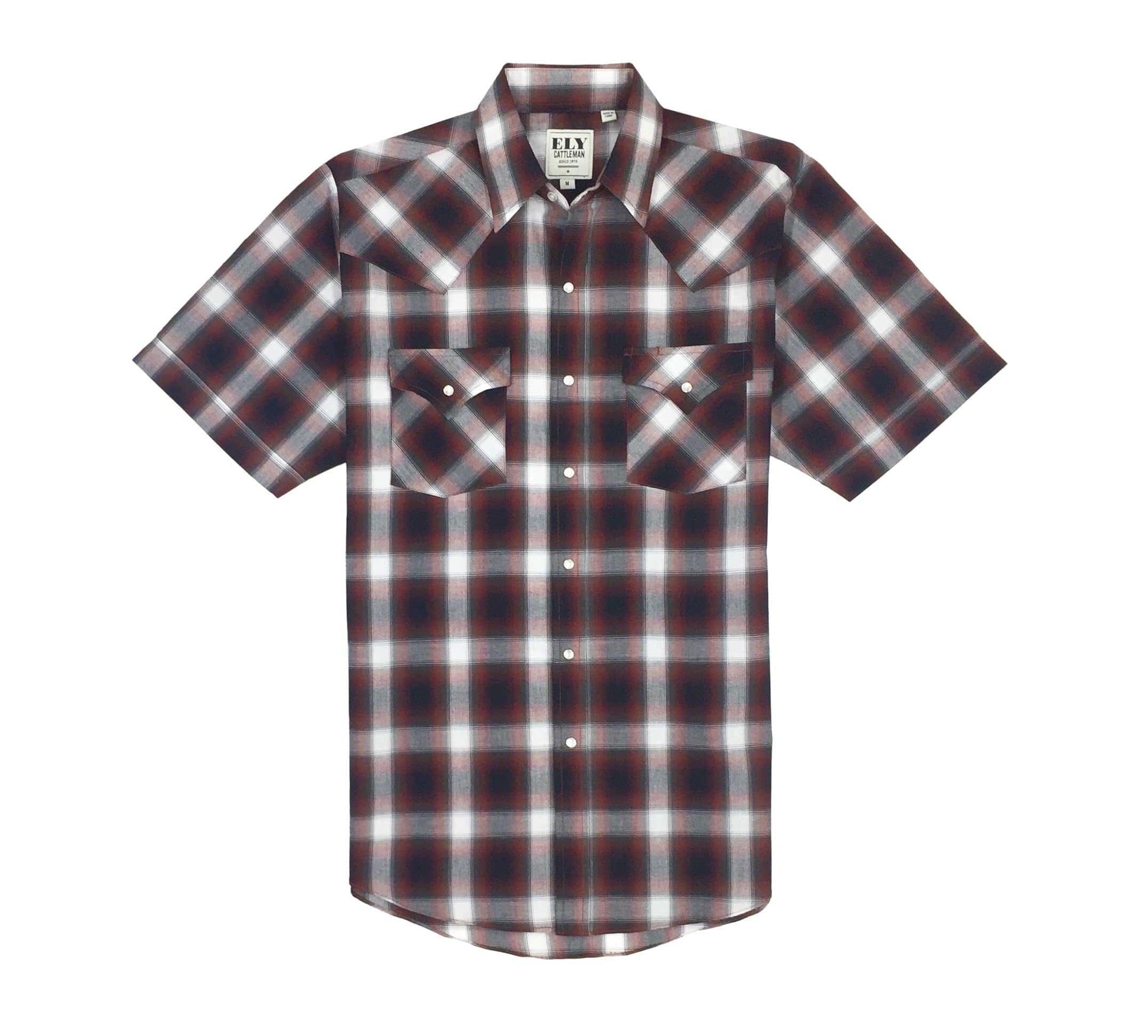 Ely Cattleman Rust Plaid short sleeve plaid shirt - Ely Cattleman