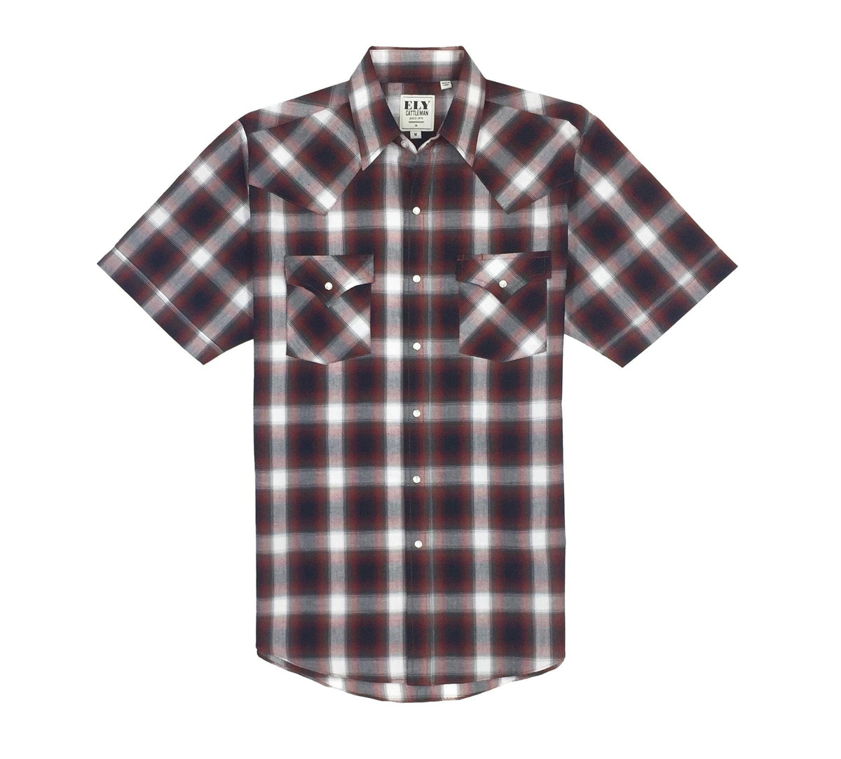 Ely Cattleman Rust Plaid short sleeve plaid shirt - Flyclothing LLC