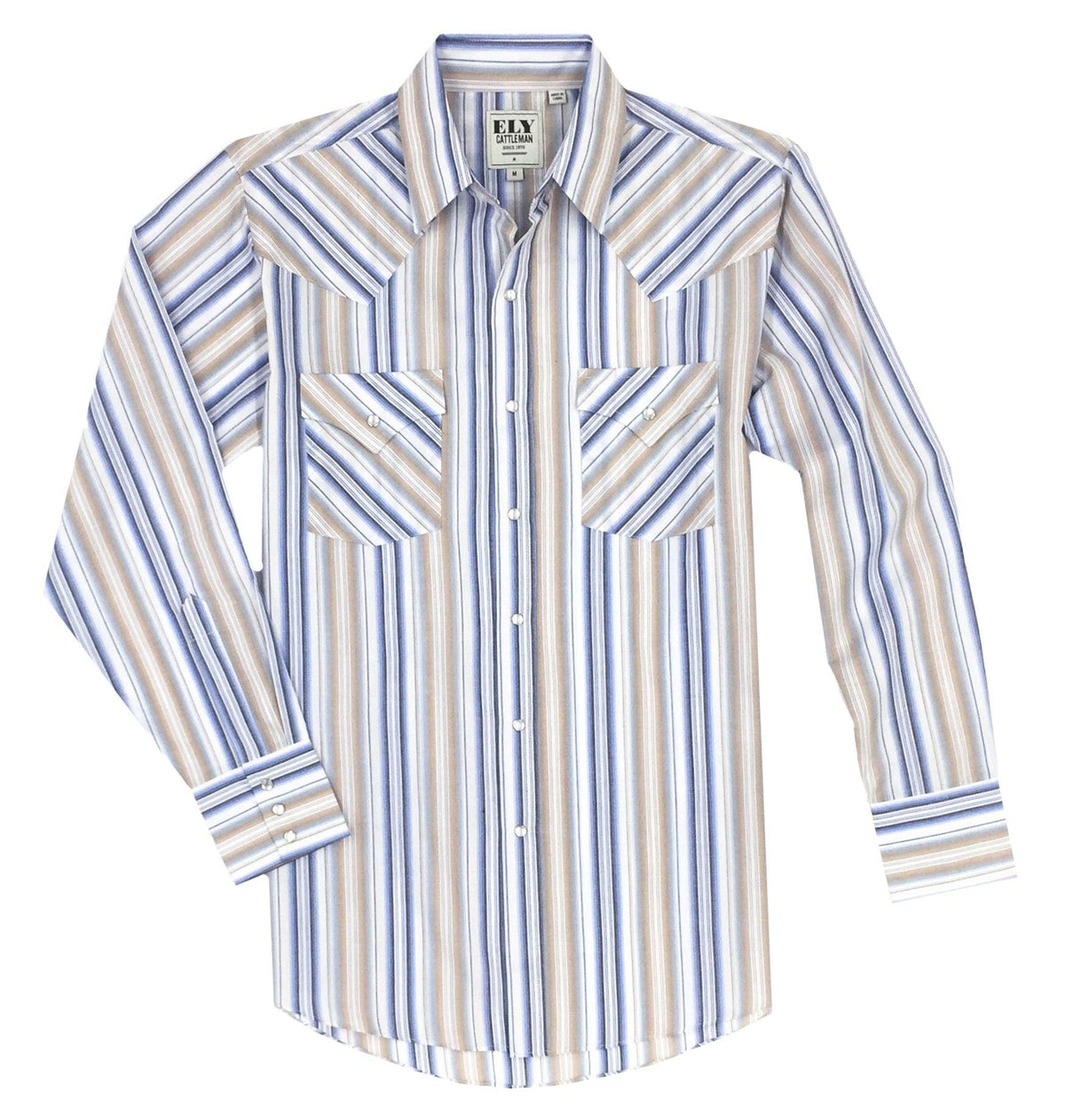 Ely Cattleman White Stripe long sleeve striped shirt - Flyclothing LLC