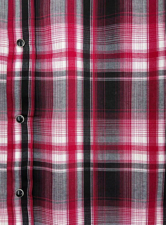 Ely Cattleman Men's Long Sleeve Textured Red Plaid Shirt
