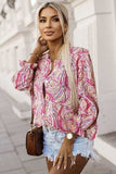 Printed Frill Flounce Sleeve Shirt - Trendsi - Flyclothing LLC