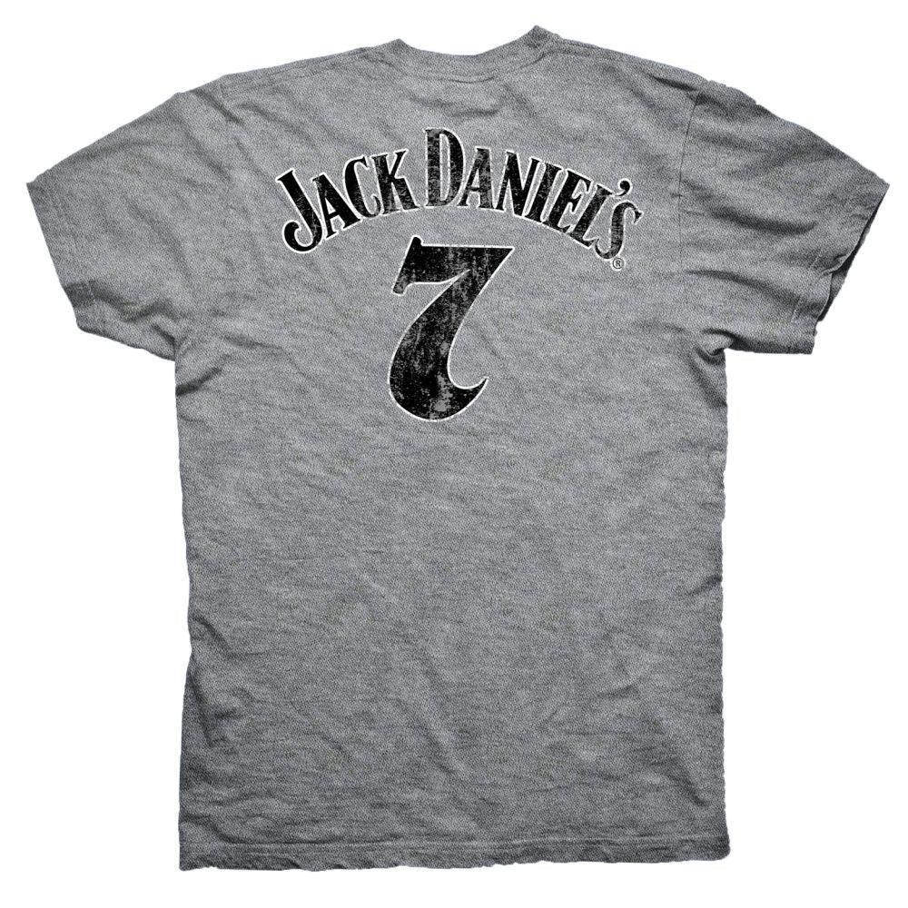 Jack Daniel's Gray Distressed Logo Mens T-Shirt - Jack Daniels Clothing
