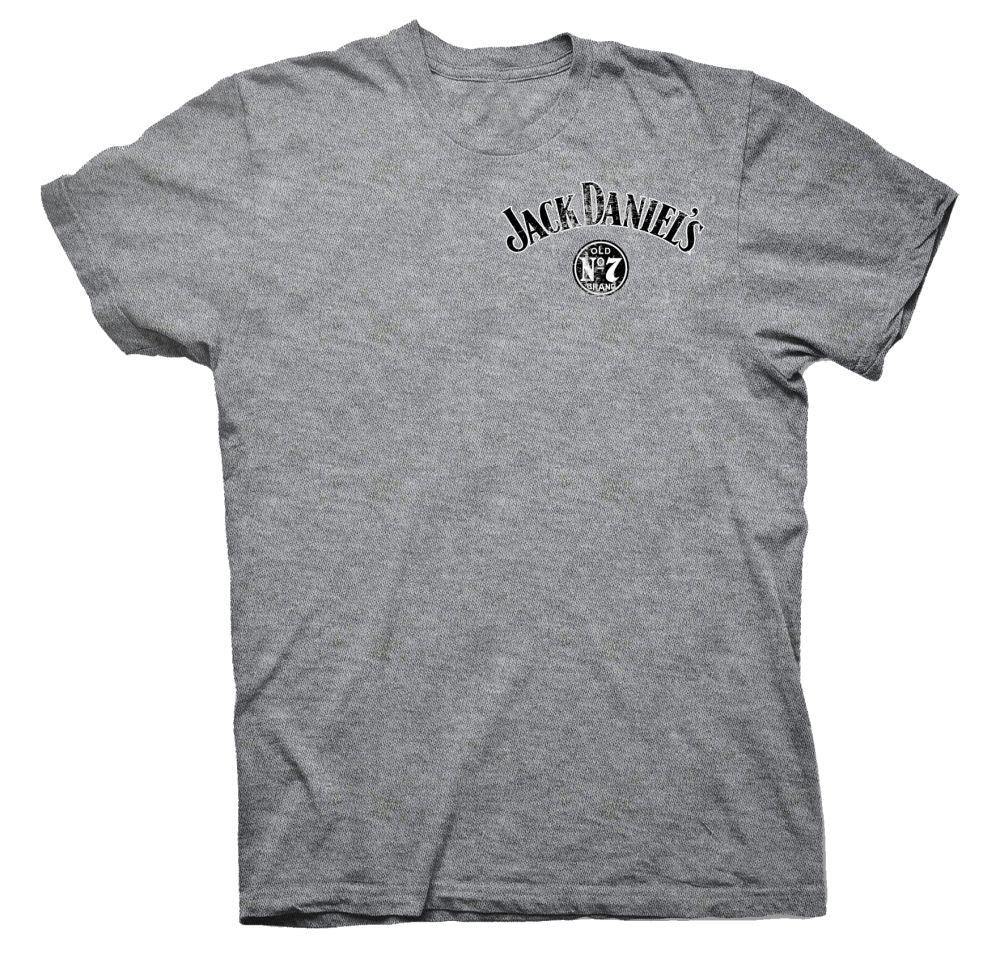 Jack Daniel's Gray Distressed Logo Mens T-Shirt - Jack Daniels Clothing