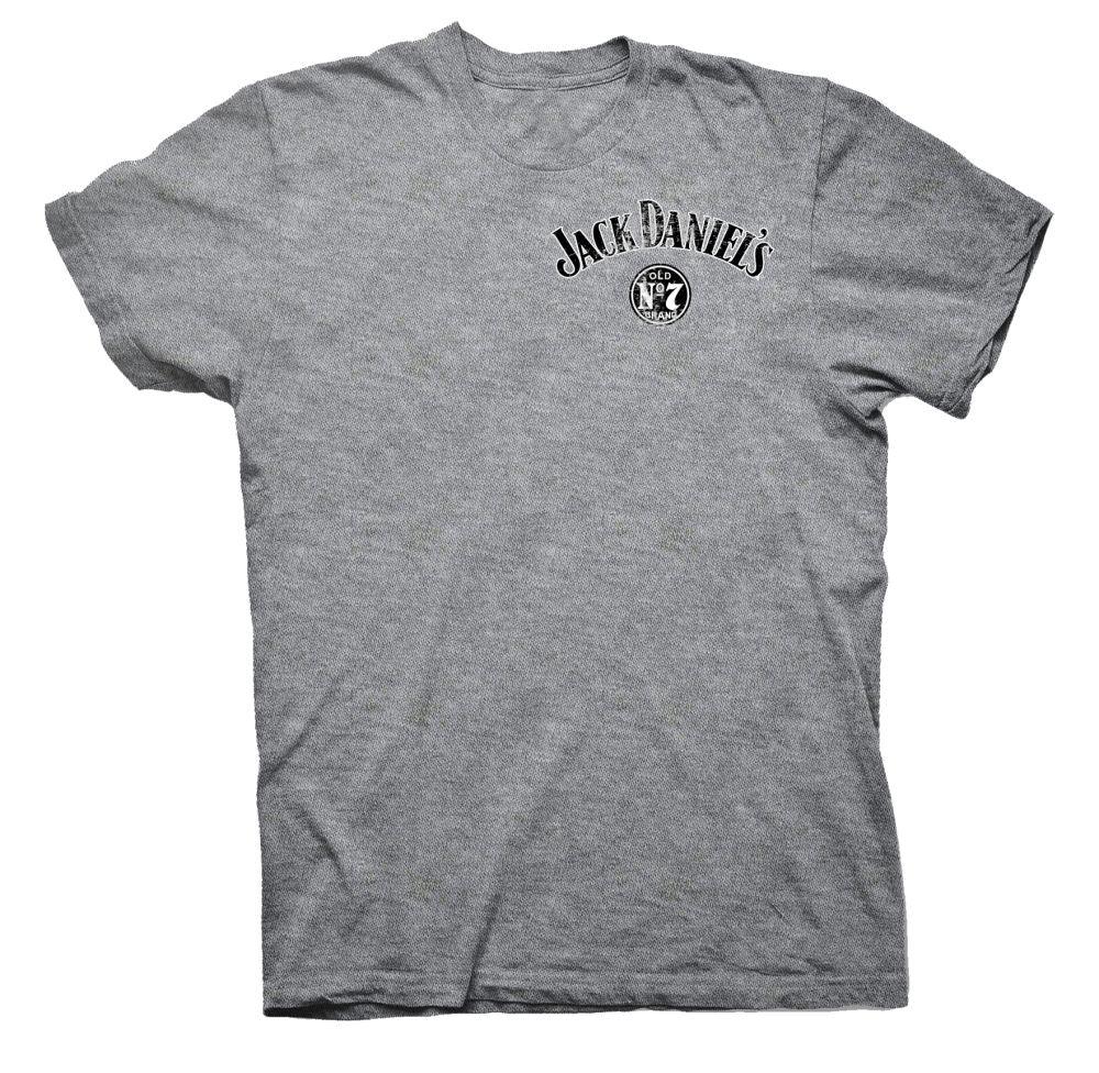 Jack Daniel's Gray Distressed Logo Mens T-Shirt - Flyclothing LLC