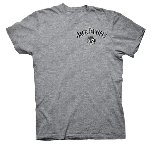 Jack Daniel's Gray Distressed Logo Mens T-Shirt - Jack Daniels Clothing
