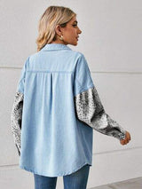 Leopard Button Up Denim Jacket - Trendsi - Flyclothing LLC