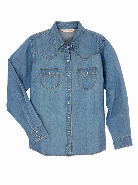 Ely Cattleman Women's Bleach Washed Denim Shirt - Ely Cattleman