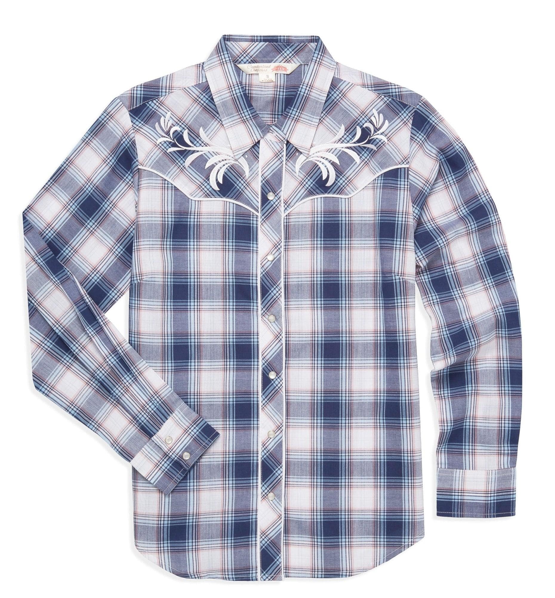 Ely Cattleman Women's Plaid Western Snap Shirt with Embroidery - Ely Cattleman