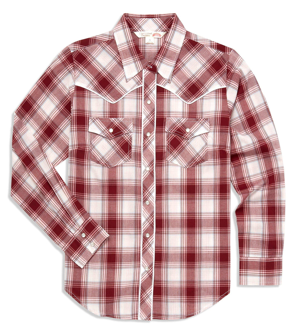 Ely Cattleman Women's Plaid Western Snap Shirt with Piping - Ely Cattleman