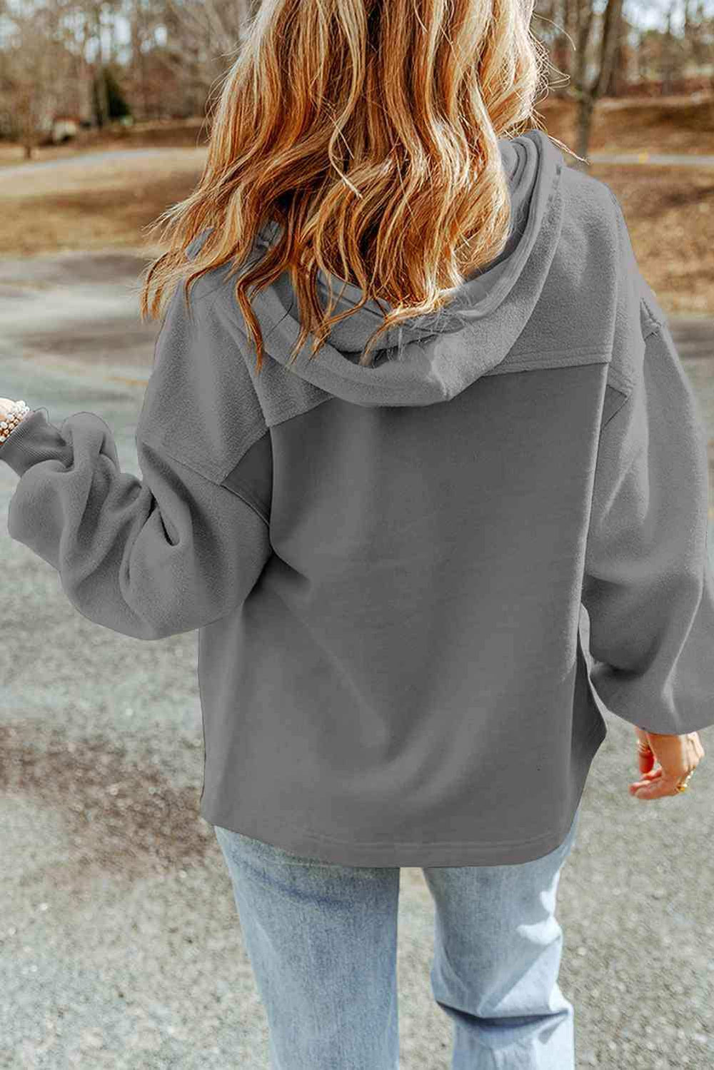 Zip-Up Drawstring Hooded Jacket - Trendsi - Flyclothing LLC