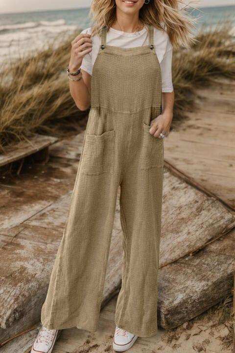 Full Size Wide Leg Front Pocket Jumpsuit - Trendsi - Flyclothing LLC