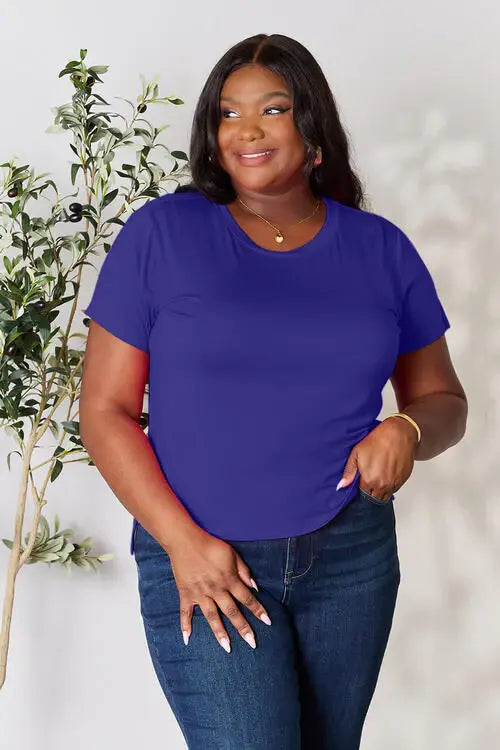 Basic Bae Full Size Round Neck Short Sleeve T-Shirt - Trendsi - Flyclothing LLC
