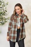 Double Take Plaid Dropped Shoulder Shirt - Trendsi