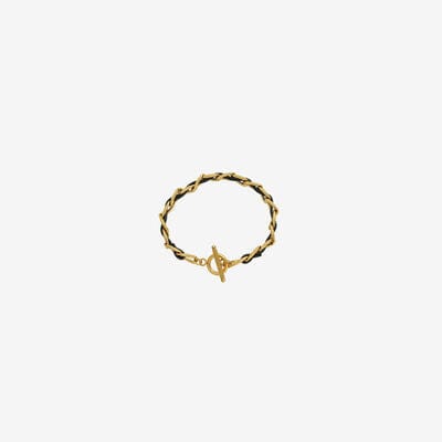 18K Gold-Plated Leather Chain Bracelet - Trendsi