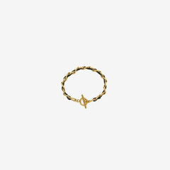 18K Gold-Plated Leather Chain Bracelet - Trendsi