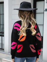 Lip V-Neck Drop Shoulder Sweater - Trendsi - Flyclothing LLC