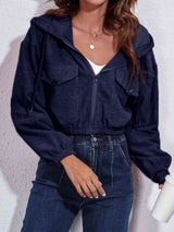 Drawstring Hooded Zip Up Jacket with Pockets - Trendsi - Flyclothing LLC