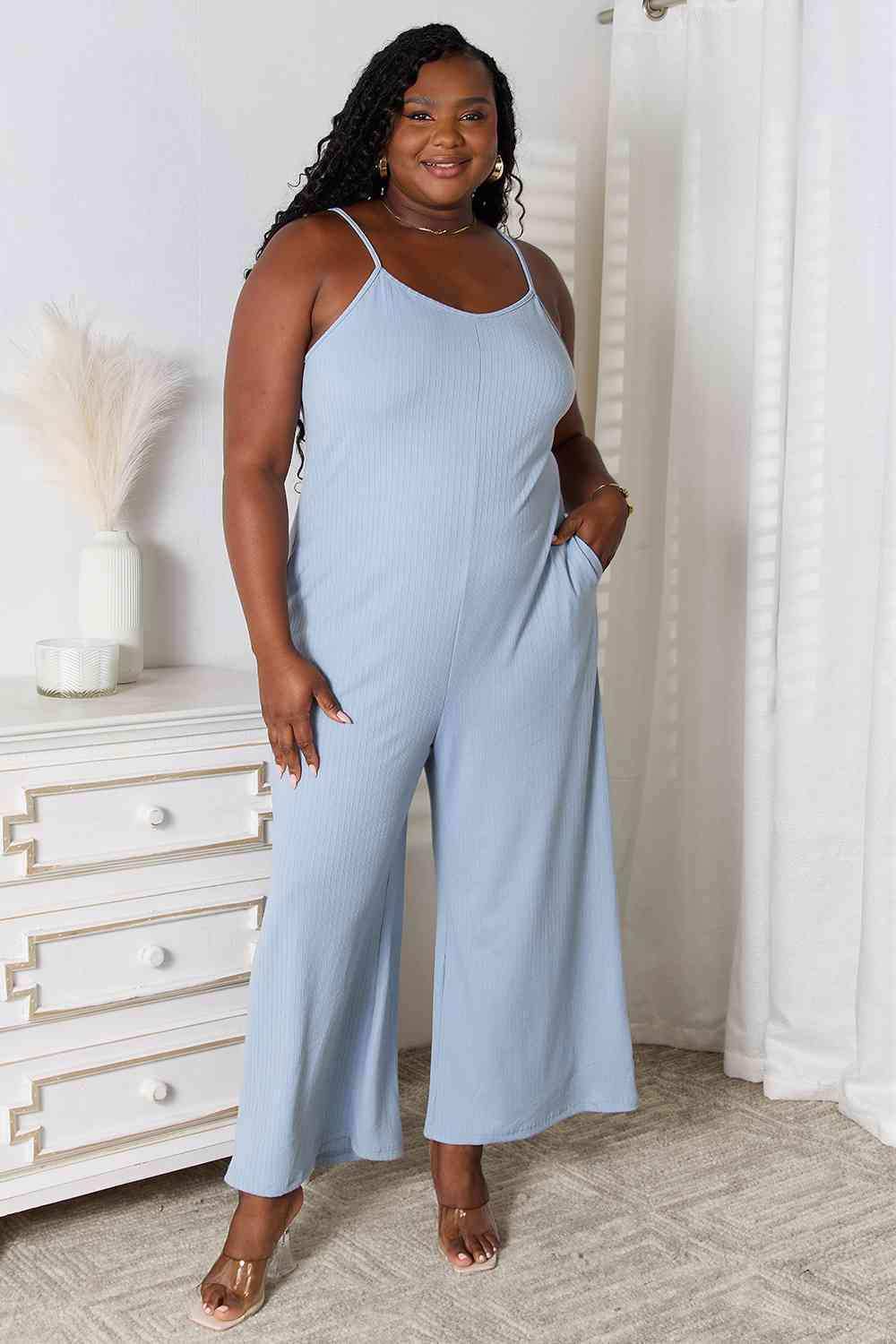 Basic Bae Full Size Spaghetti Strap V-Neck Jumpsuit - Trendsi - Flyclothing LLC