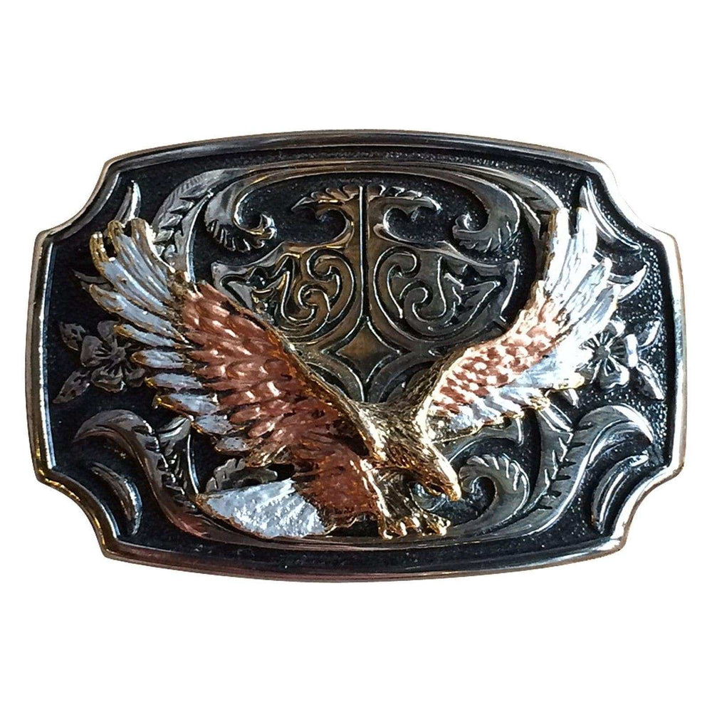 Silver & Black Tri-Tone Eagle Western Belt Buckle - Rockmount Clothing - Flyclothing LLC