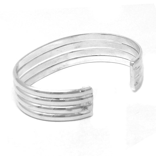Alpaca Silver Overlay Cuff Bracelet - Four Bar Design - Artisana