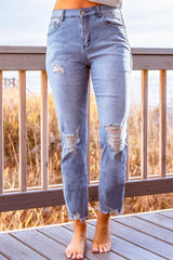 Stylish Distressed Cropped Jeans - Flyclothing LLC