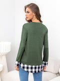 Plaid Round Neck Long Sleeve Tee - Trendsi
