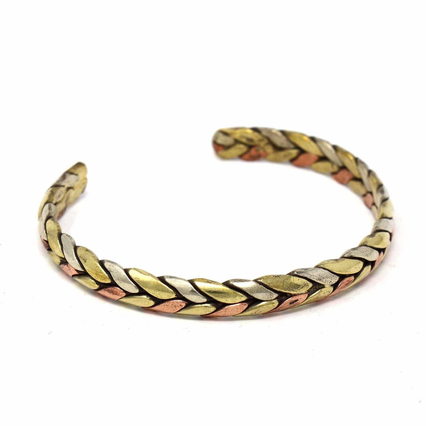 Copper and Brass Cuff Bracelet: Healing Trinity - DZI (J) - DZI (J) - Flyclothing LLC